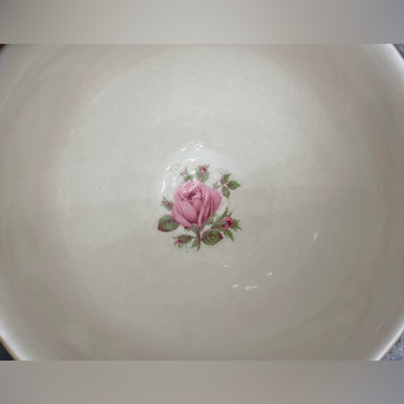 CROWN DUCAL BURGUNDY AND CREAM WITH GOLD TRIM AND A ROSE IN CUP AND ON SAUCER - Picture 4 of 12